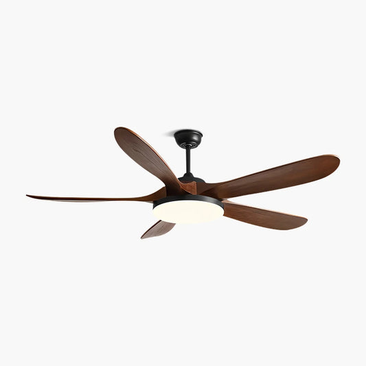 Eloer 5-leaf Solid Wood Ceiling Fan Light