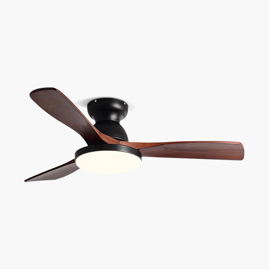 Eloer Vintage 3-leaf Solid Wood Ceiling Fan Lamp