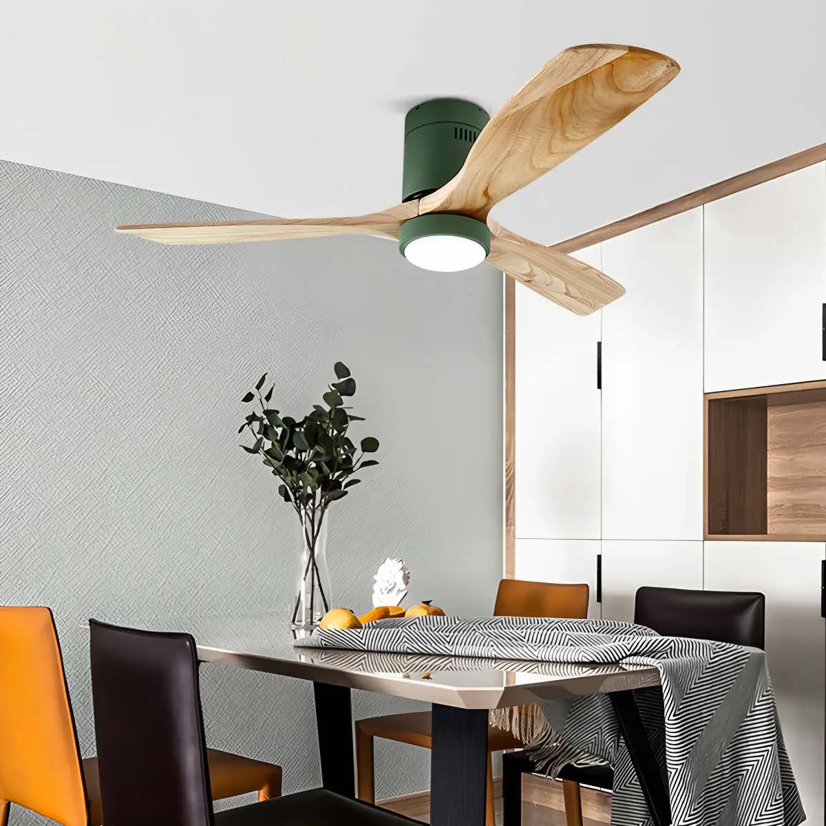 Eloer Mid-century Modern Hugger Ceiling Fan Lamp