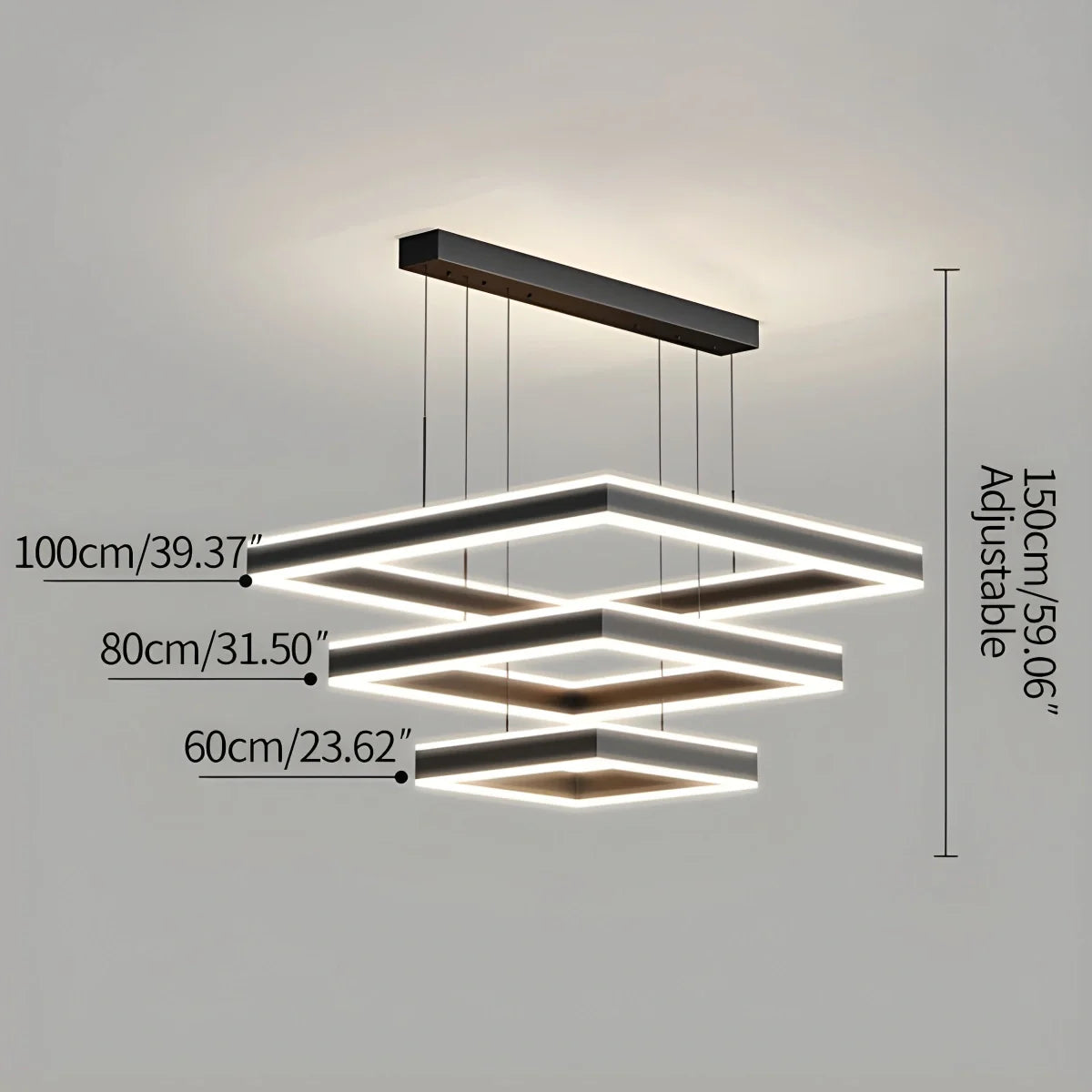 Eloer Tiered Black Square Pendant Lamp for Living Room