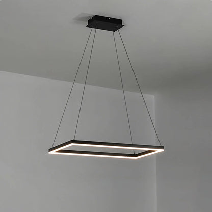 Eloer Modern Black Tiered Rectangular Chandelier