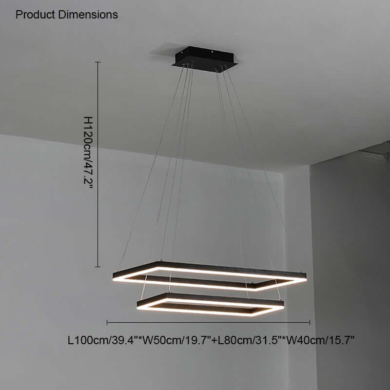 Eloer Modern Black Tiered Rectangular Chandelier