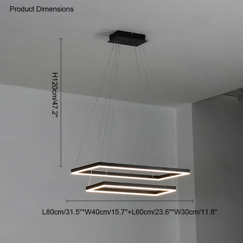 Eloer Modern Black Tiered Rectangular Chandelier