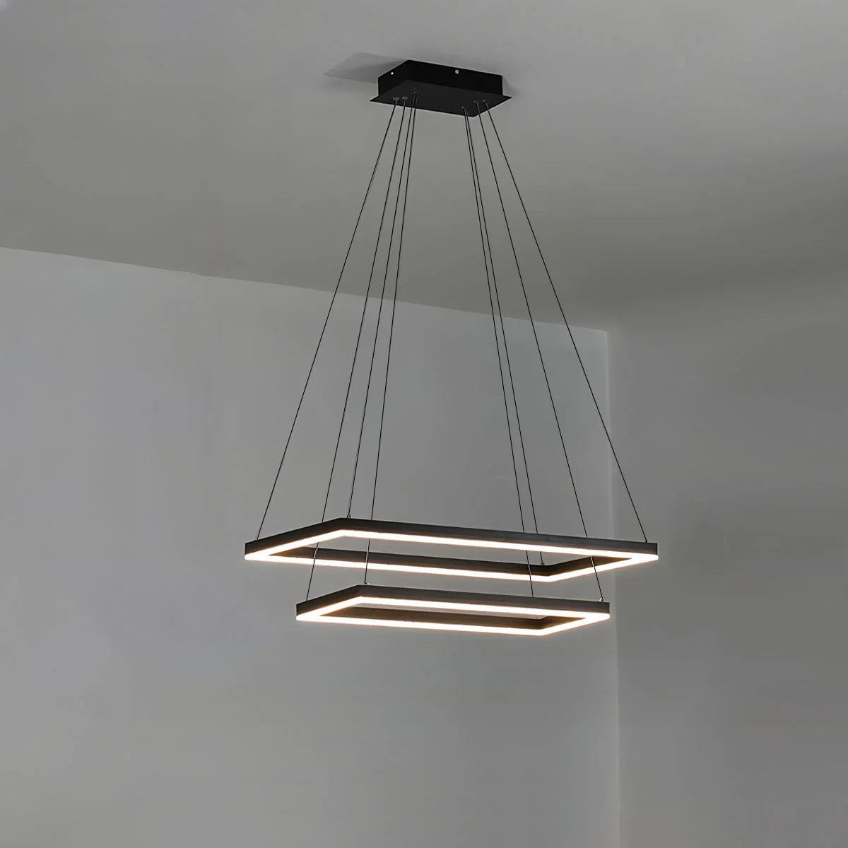 Eloer Modern Black Tiered Rectangular Chandelier
