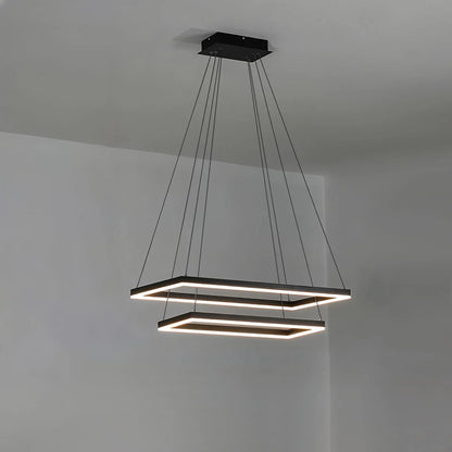 Eloer Modern Black Tiered Rectangular Chandelier