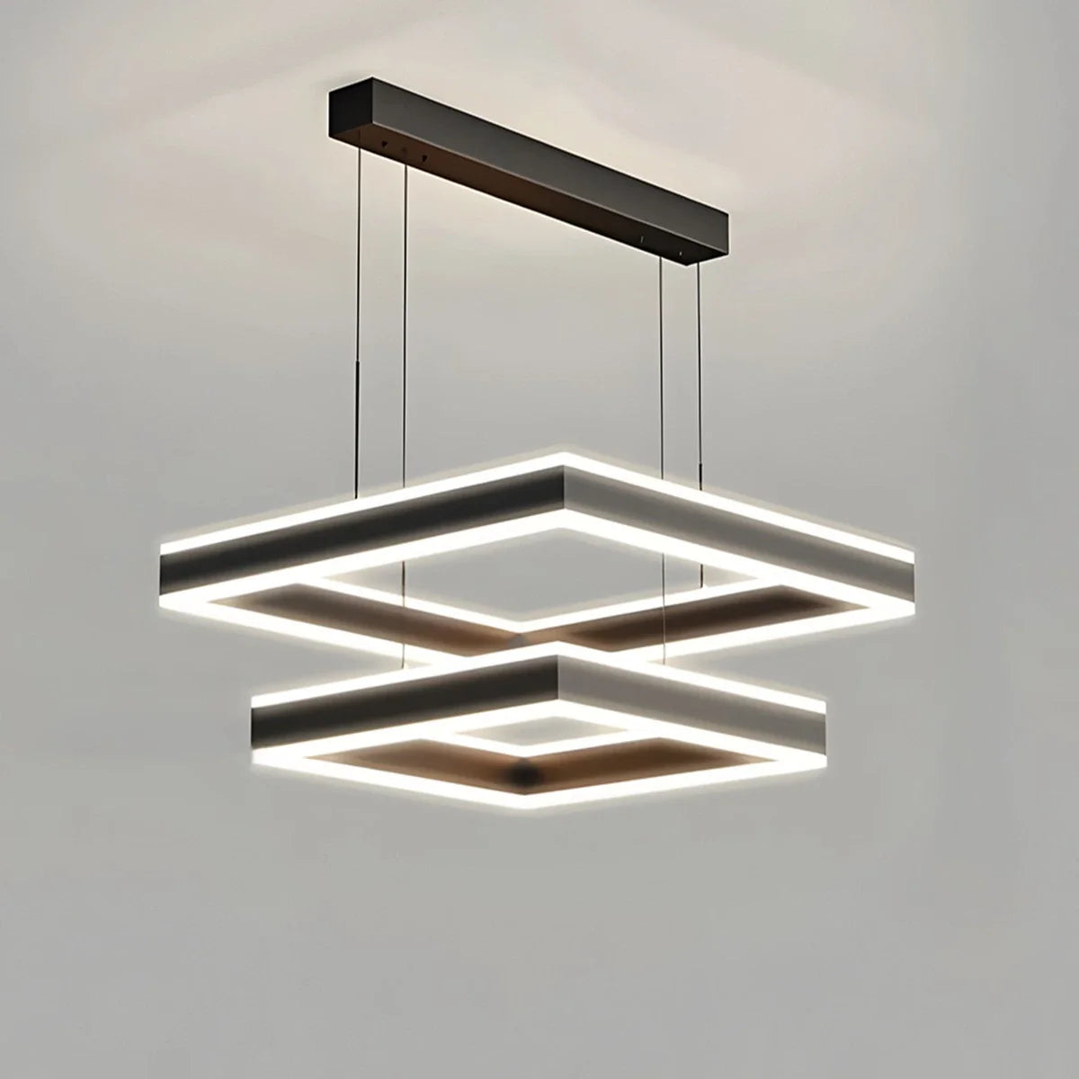 Eloer Tiered Black Square Pendant Lamp for Living Room