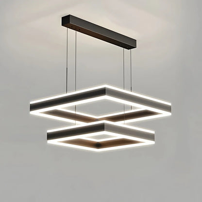 Eloer Tiered Black Square Pendant Lamp for Living Room