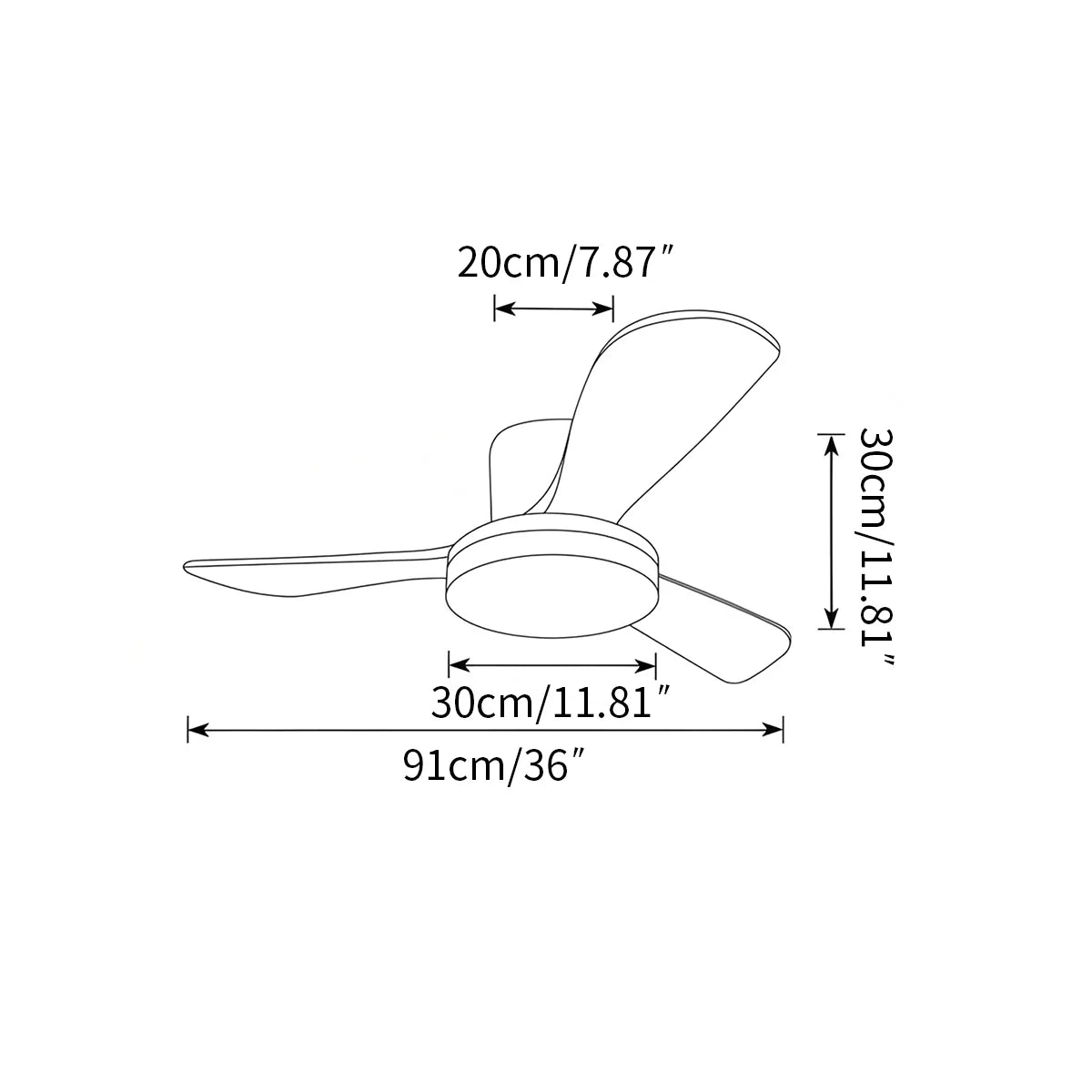 Eloer Wood 3 Blade Low Profile Ceiling Fan Lamp