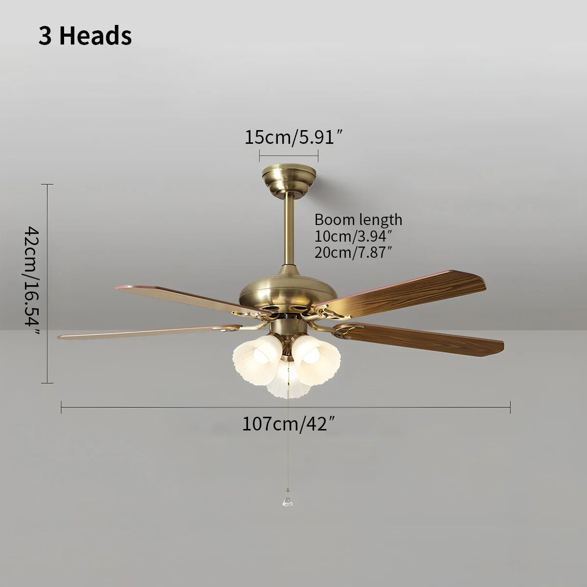 Eloer American Retro Ceiling Fan Light for Dining Room