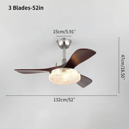 Eloer Vintage Luxury Solid Wood Ceiling Fan Light