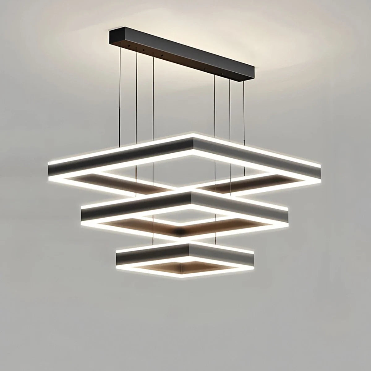 Eloer Tiered Black Square Pendant Lamp for Living Room