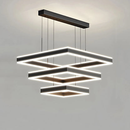 Eloer Tiered Black Square Pendant Lamp for Living Room
