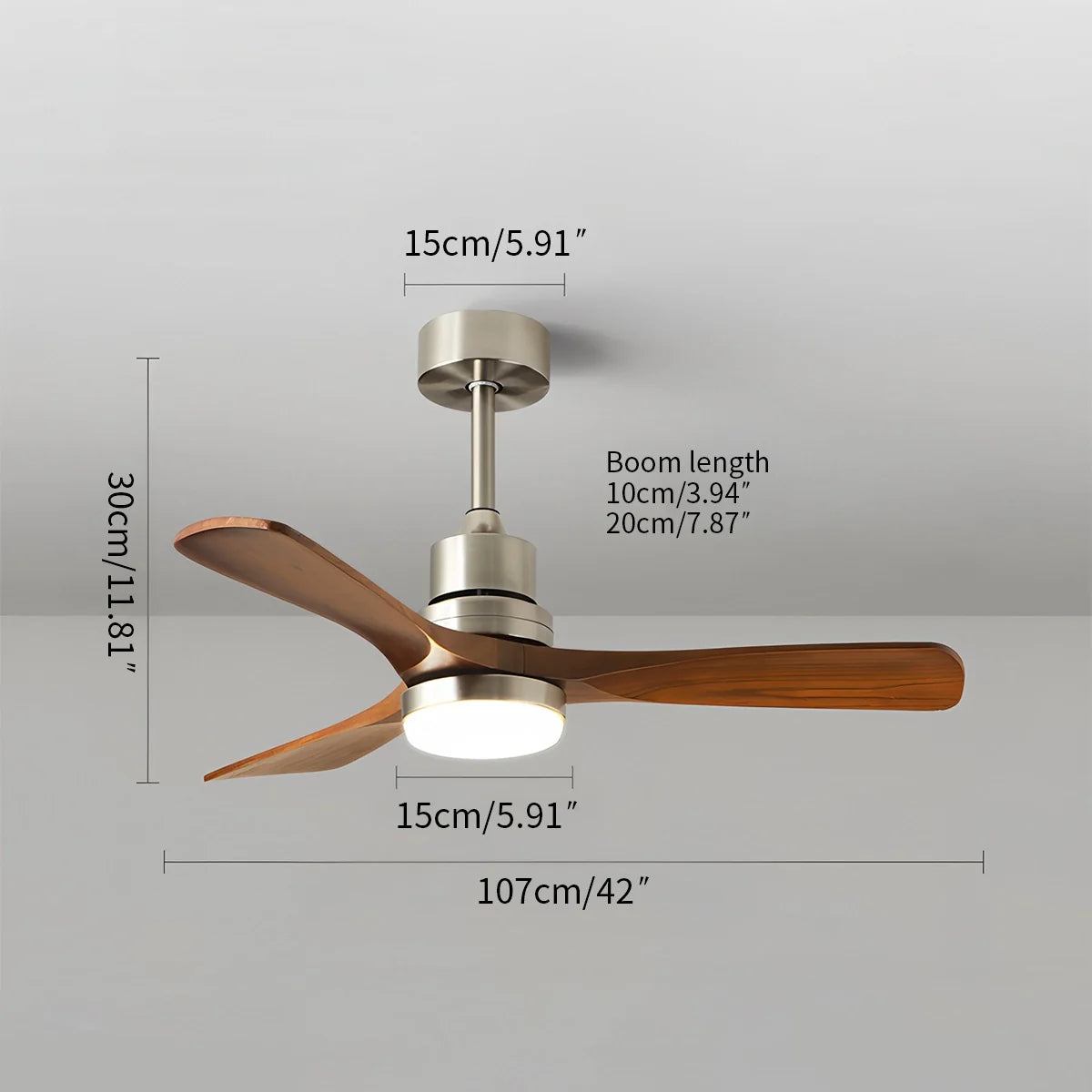 Eloer American Retro 3-Blade Ceiling Fan with Light