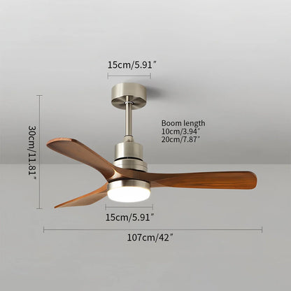Eloer American Retro 3-Blade Ceiling Fan with Light