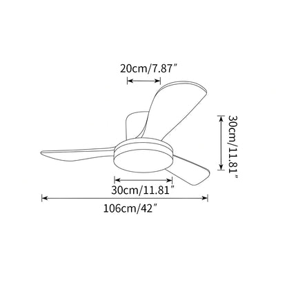 Eloer Wood 3 Blade Low Profile Ceiling Fan Lamp