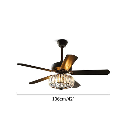 Eloer Vintage Crystal Ceiling Fan with Light
