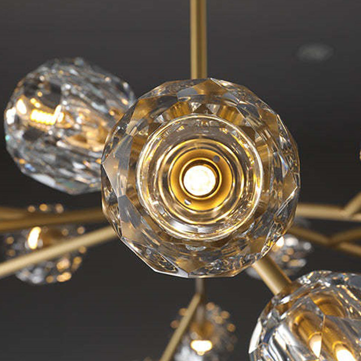 Boule De Crystal Ball Smoke Glass Round Chandelier 36"-konalight