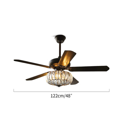 Eloer Vintage Crystal Ceiling Fan with Light