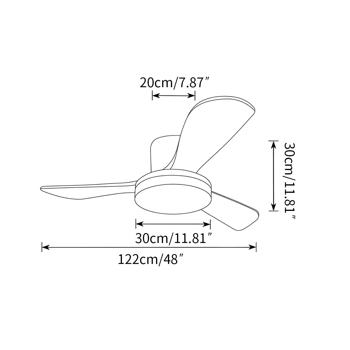 Eloer Wood 3 Blade Low Profile Ceiling Fan Lamp