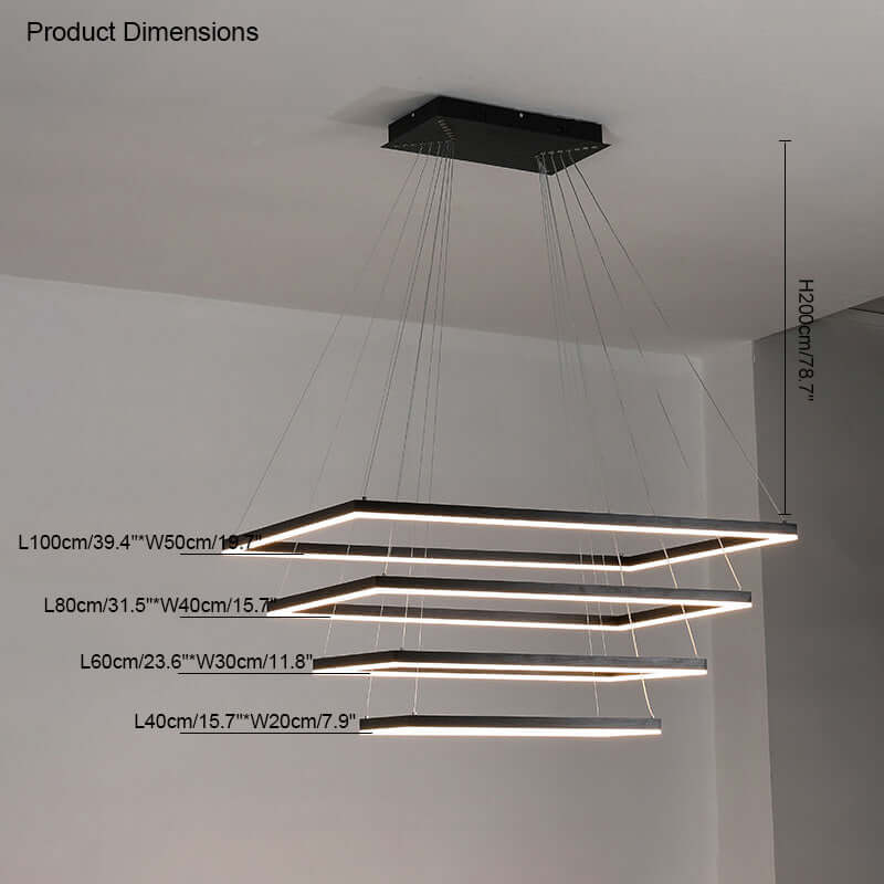 Eloer Modern Black Tiered Rectangular Chandelier