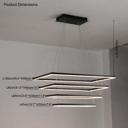 Eloer Modern Black Tiered Rectangular Chandelier