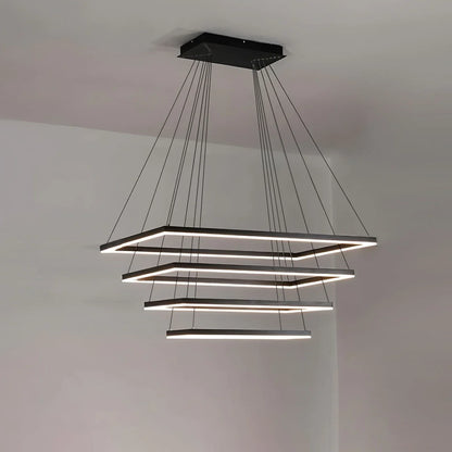 Eloer Modern Black Tiered Rectangular Chandelier