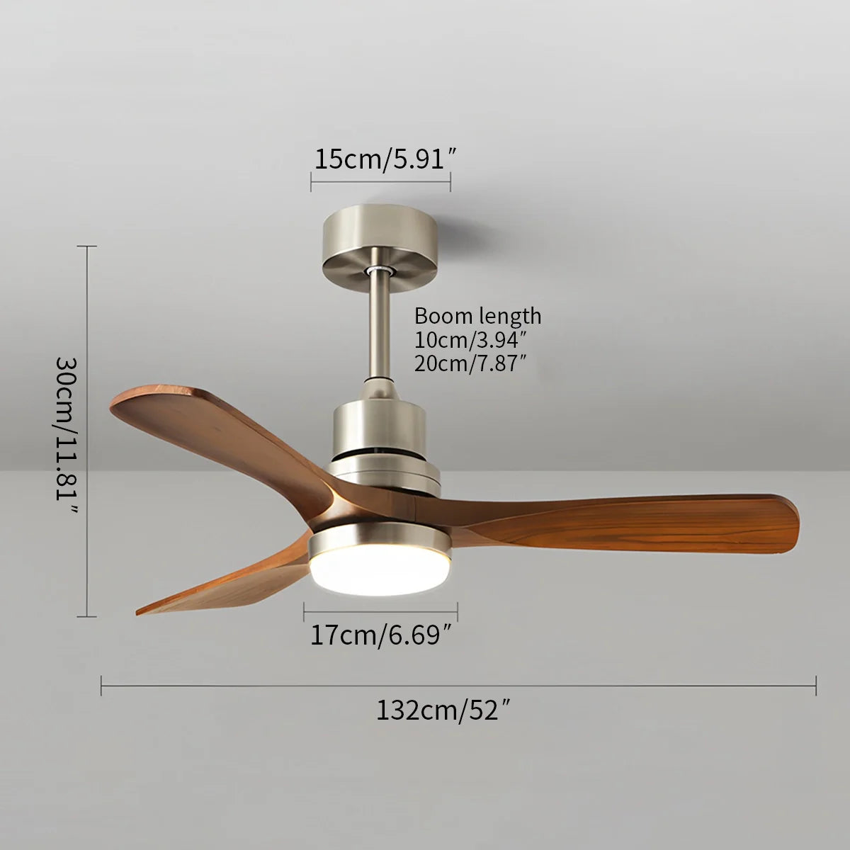 Eloer American Retro 3-Blade Ceiling Fan with Light