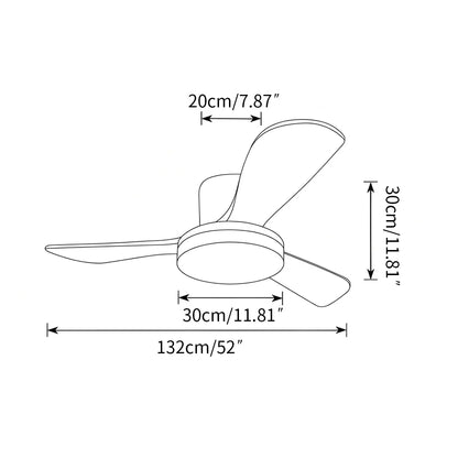 Eloer Wood 3 Blade Low Profile Ceiling Fan Lamp