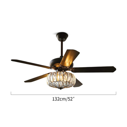 Eloer Vintage Crystal Ceiling Fan with Light