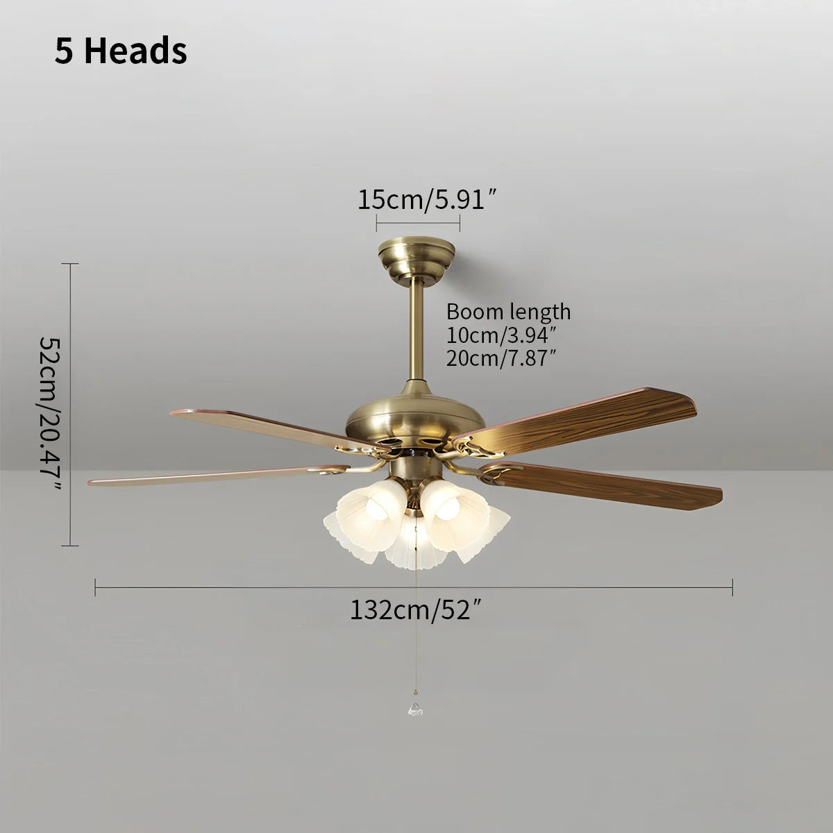 Eloer American Retro Ceiling Fan Light for Dining Room