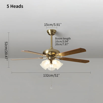 Eloer American Retro Ceiling Fan Light for Dining Room