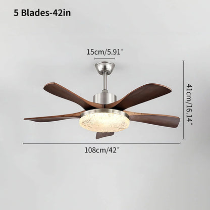 Eloer Vintage Luxury Solid Wood Ceiling Fan Light