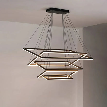 Eloer Modern Black Tiered Rectangular Chandelier