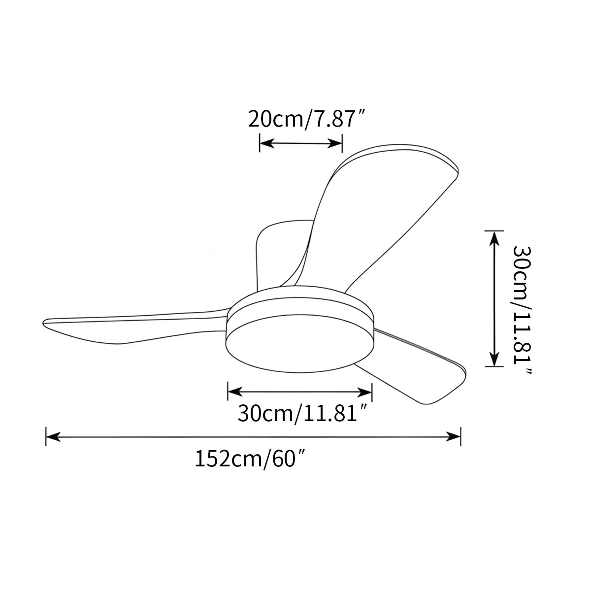 Eloer Wood 3 Blade Low Profile Ceiling Fan Lamp