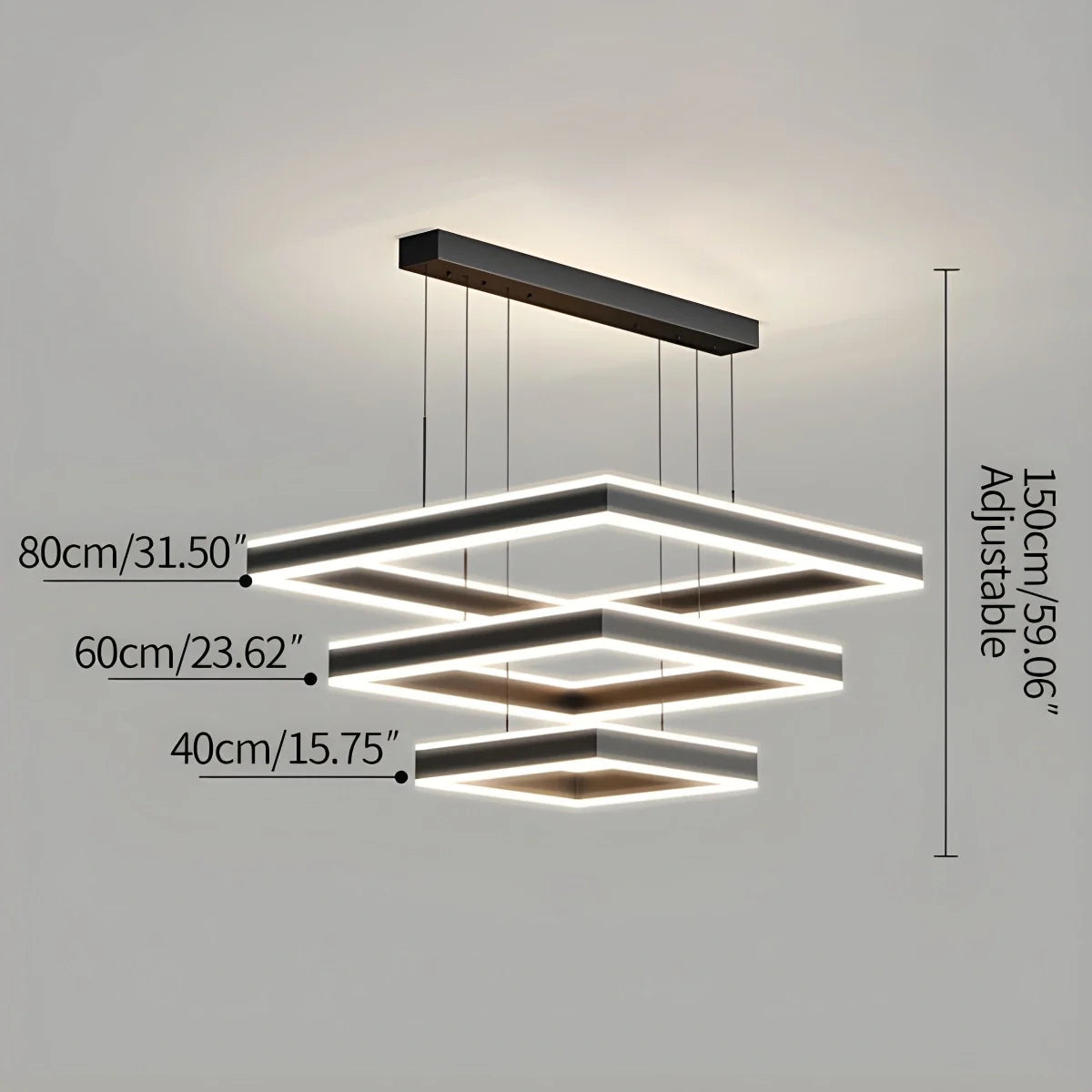 Eloer Tiered Black Square Pendant Lamp for Living Room