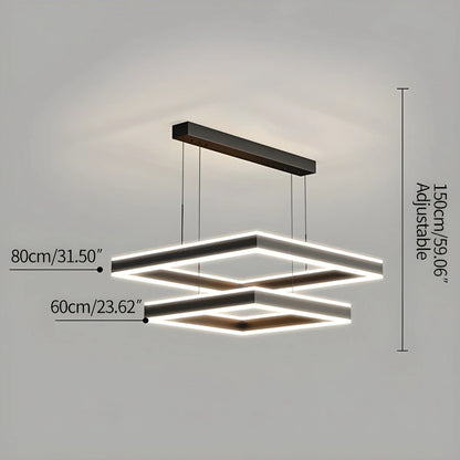Eloer Tiered Black Square Pendant Lamp for Living Room