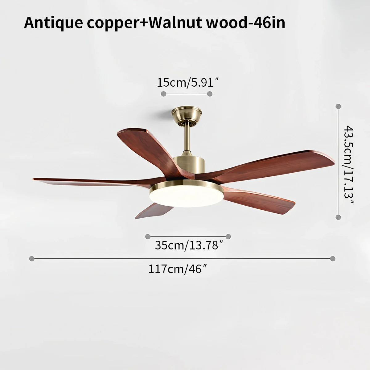 Eloer Solid Wood Ceiling Fan Light for Living Room