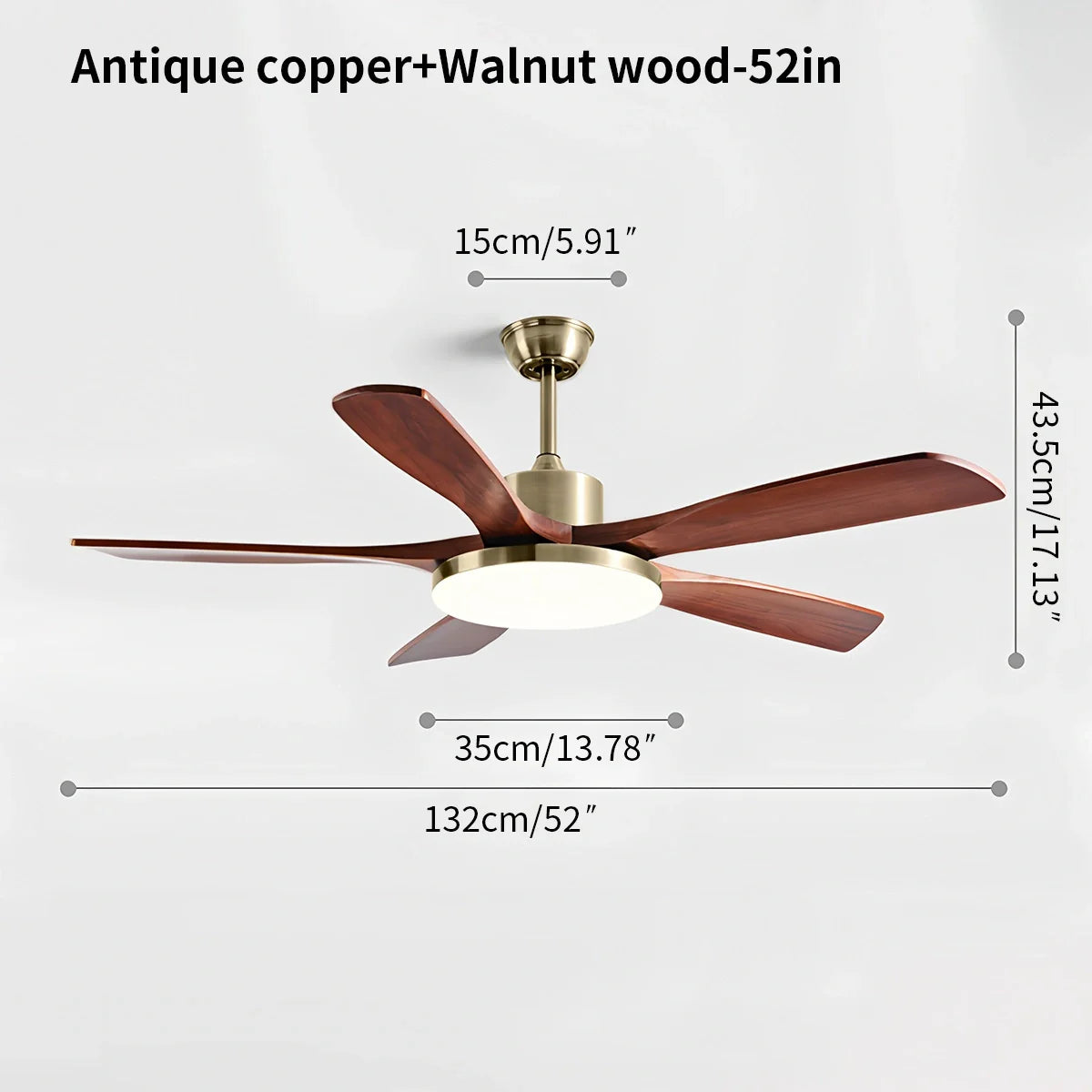 Eloer Solid Wood Ceiling Fan Light for Living Room