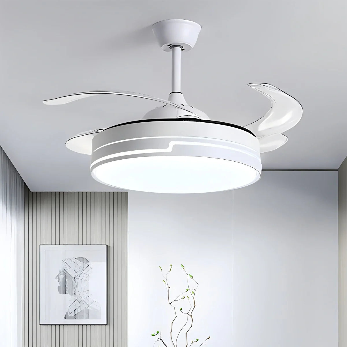 Luvori Remote Minimalist Hugger Ceiling Fan Light