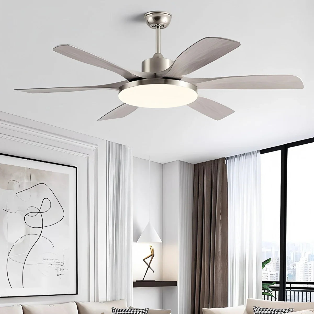 Eloer Living Room 6-Leaf Ceiling Fan Light