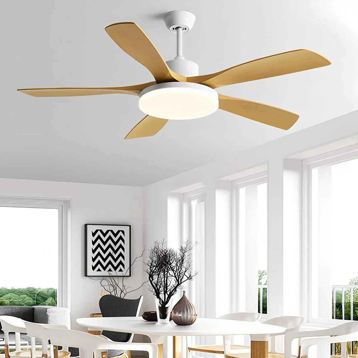Eloer Living Room 6-Leaf Ceiling Fan Light