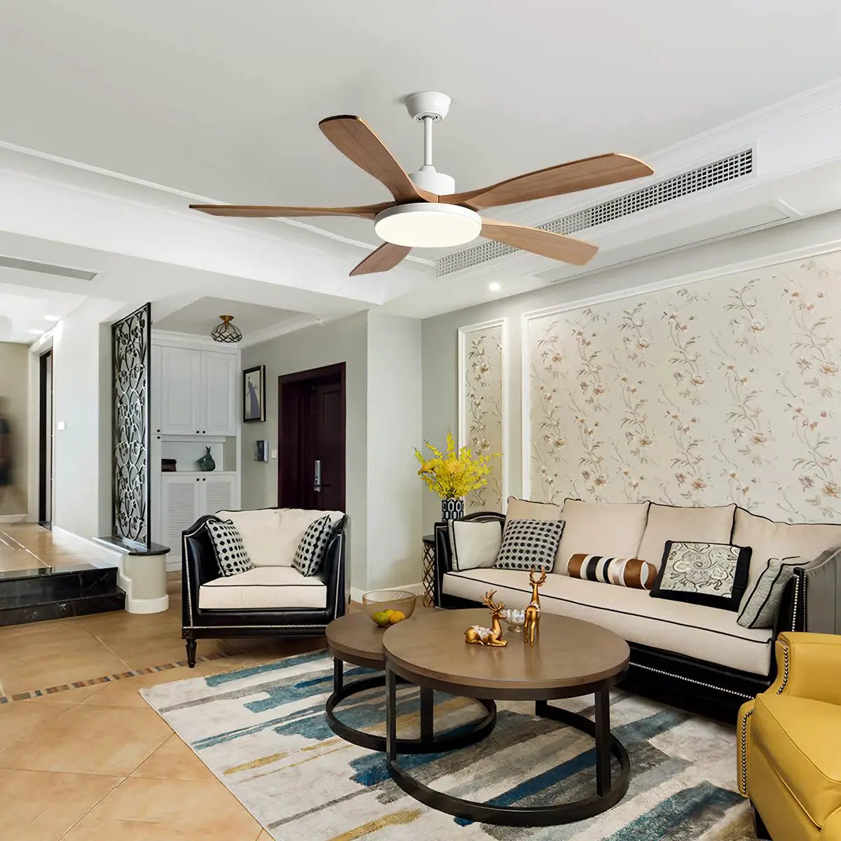 Eloer Minimalist Ceiling Fan with Light for Living Room
