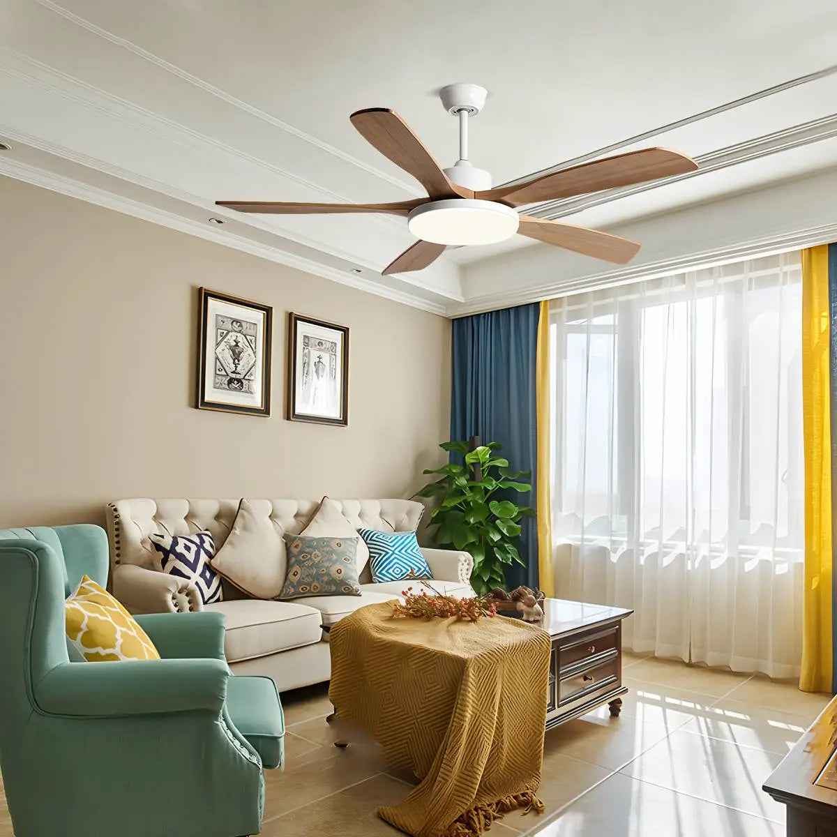 Eloer Minimalist Ceiling Fan with Light for Living Room