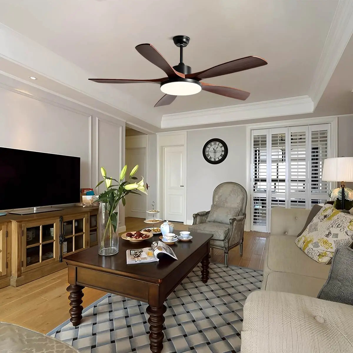 Eloer Minimalist Ceiling Fan with Light for Living Room