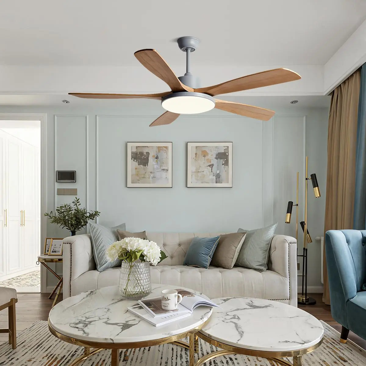 Eloer Minimalist Ceiling Fan with Light for Living Room