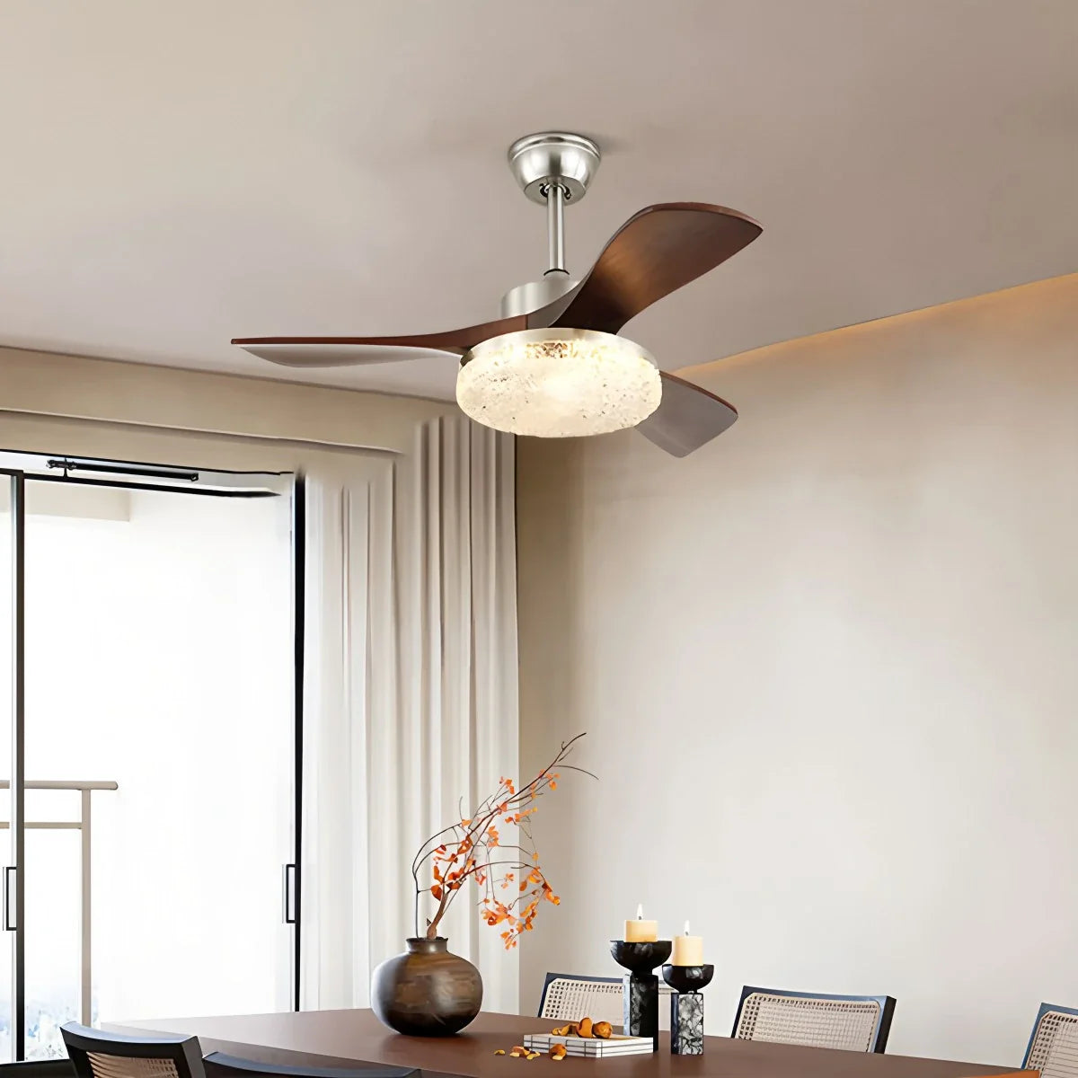 Eloer Vintage Luxury Solid Wood Ceiling Fan Light