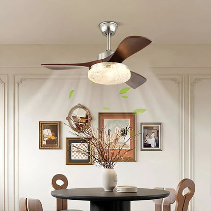 Eloer Vintage Luxury Solid Wood Ceiling Fan Light