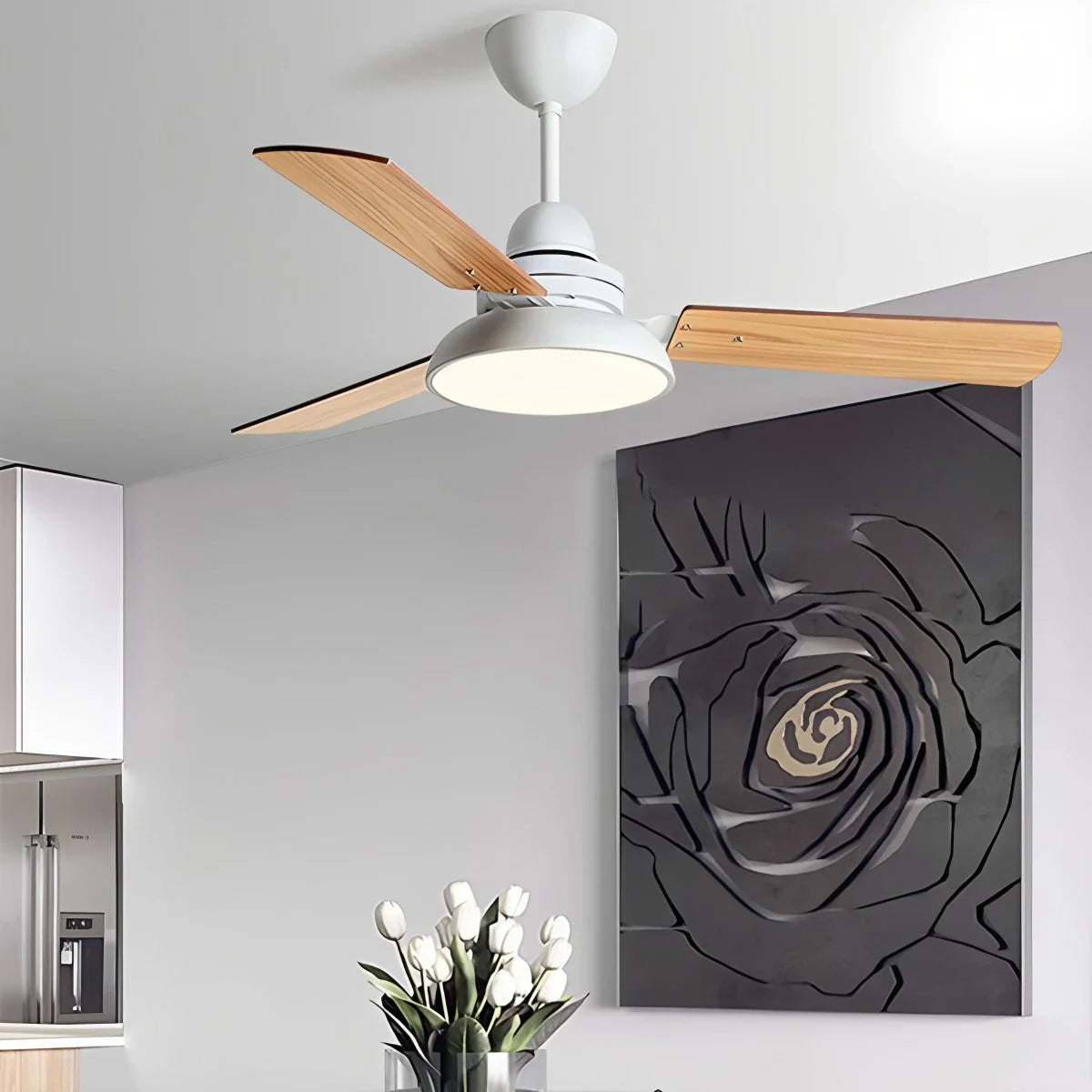 Eloer Modern Minimalist Three Leaf Ceiling Fan Light