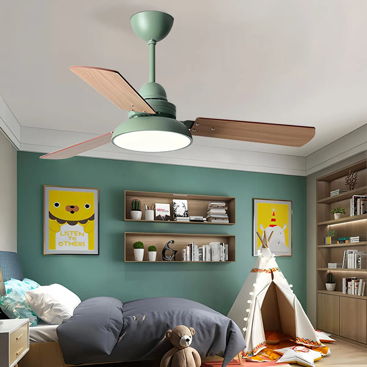 Eloer Modern Minimalist Three Leaf Ceiling Fan Light