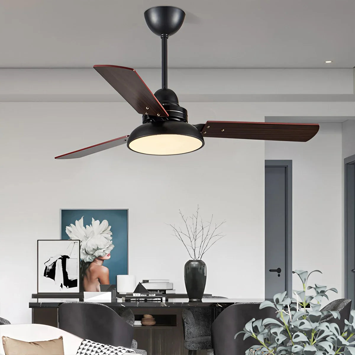 Eloer Modern Minimalist Three Leaf Ceiling Fan Light